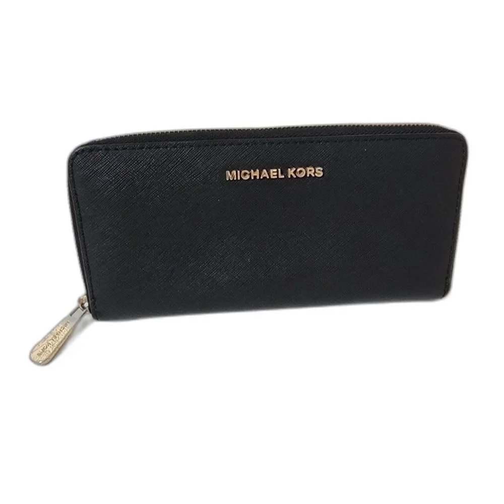 Michael Kors Woman's Black Zip Around Clutch Wallet MK